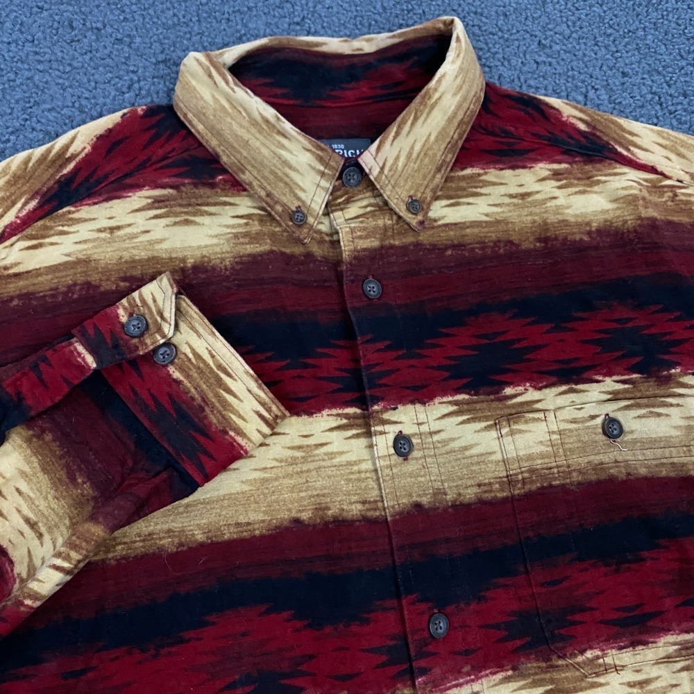 Vintage Woolrich Navajo Blanket Shirt Mens Large Aztec Flannel Chamois Ruby Red